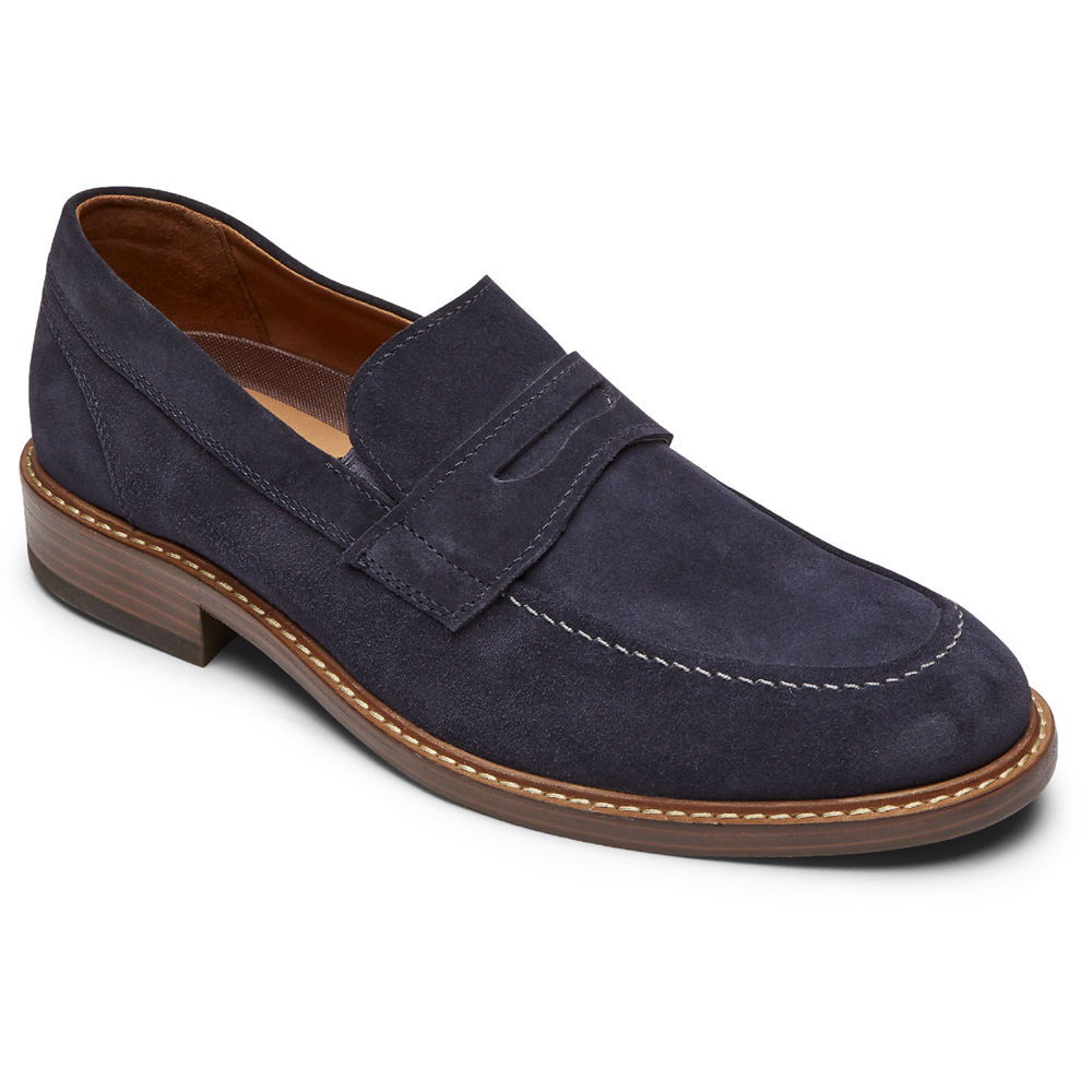 Rockport Mens Loafers Navy - Kenton Penny - UK 312-WHLGKT